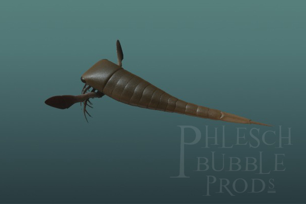 This eurypterid ("sea scorpion") is based on fossils we found in central Manitoba.