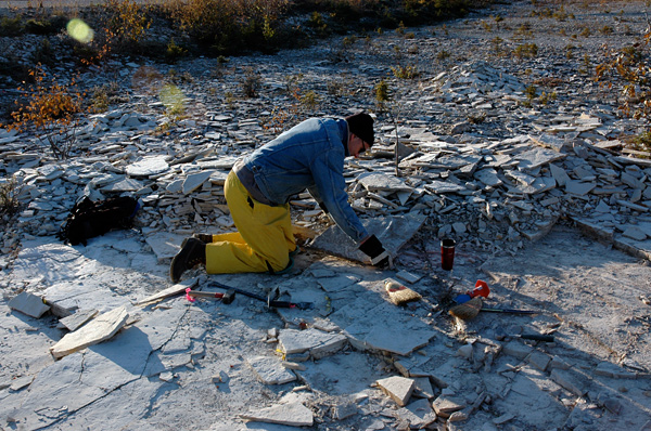 Graham_collects Collecting fossils in -3°C weather required appropriate layering of clothes (note the cup of essential hot coffee).