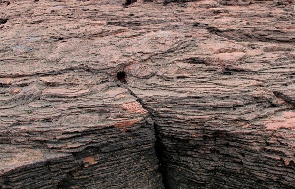 Thinly laminated sandstone bedrock