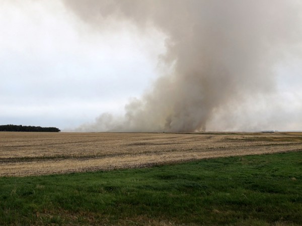 Stubble burning near Morden, Manitoba