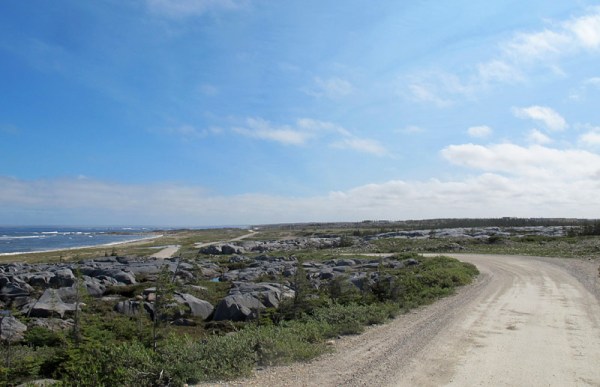 Suburbans are well suited to the gravel roads of the Churchill area. This is the shore road near Churchill.