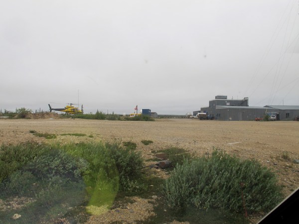The view from our helicopter as we await takeoff at the Churchill Northern Studies Centre